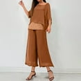 thumbnail image 1 of Wdfiry 2 Piece Outfits for Women Sets Work Outfits Two Piece Outfits for Women Summer Womens Dressy Casual Plus Size Matching Sets 3/4 Sleeve Tops Wide Leg Pants Trousers Set, 1 of 2