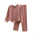 thumbnail image 1 of Wdfiry 2 Piece Pajamas Sets for Women Long Sleeve Pullover Tops and Long Pants Sets Solid Color Winter Warm Sleepwear Sets, 1 of 4