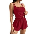 thumbnail image 1 of Wdfiry 2 Piece Pajamas Sets for Women Solid Color Casual Homewear Sets Cami Tops and Shorts Breathable Sleepwear Sets, 1 of 4
