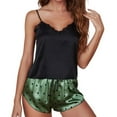 thumbnail image 1 of Wdfiry 2 Piece Pajamas Sets for Women Summer Plus Size Silk Satin Sleepwear Sets Lace Cami Tops and Black Dot Shorts Pajamas Sets, 1 of 3