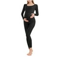 thumbnail image 1 of Wdfiry 2 Piece Womens Maternity Pajamas Sets Solid Color Plus Size Sets Long Sleeve Tops and Pants Maternity Warm Sleepwear Sets, 1 of 5