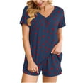 thumbnail image 1 of Wdfiry 2 Piece Womens Pajamas Sets V Neck Short Sleeves Tops and Shorts with Pockets Sets Printing Lounge Pajamas Sets, 1 of 7