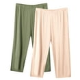 thumbnail image 1 of Wdfiry 2PC Cotton Capri Pajama Pants Womens Plus Size Elastic Waist Capris Cozy Soft Sleep Pjs Bottom Cropped Loungewear, 1 of 2