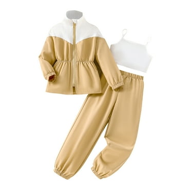 Wdfiry 3-10T Kid Boys And Girls Set Zippered Coat Jogger Pants Two Piece Sports Solid Color Casual Set on Clearance