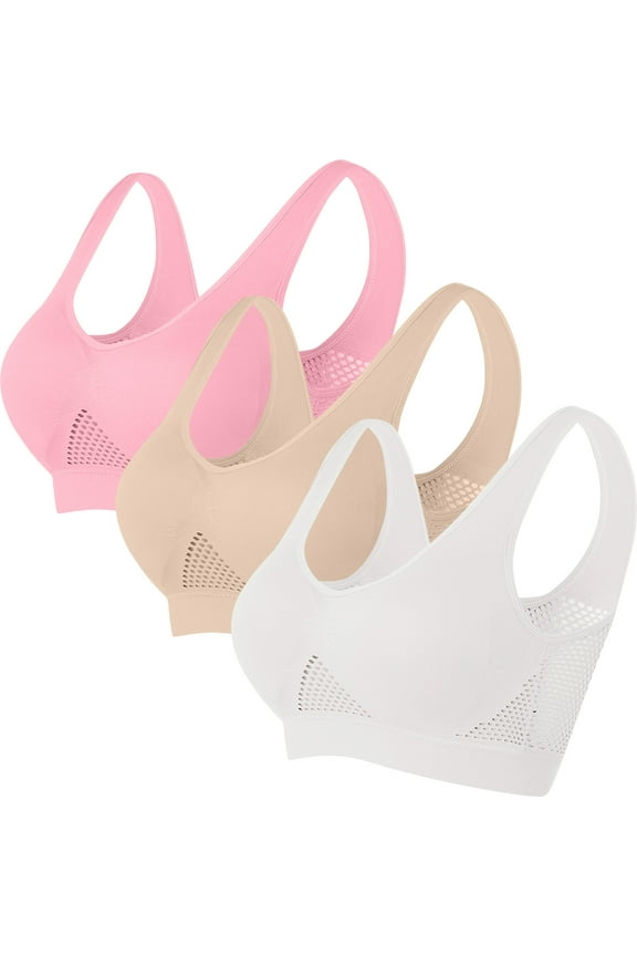 3 Pack Plus Size Sports Bras for Women, High Support Sports Bras for Women, Hollowed Out Breathable Sport Bras