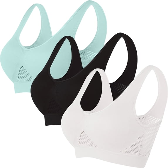 Wdfiry 3 Pack Plus Size Sports Bras for Women, High Support Sports Bras for Women, Hollowed Out Breathable Sport Bras