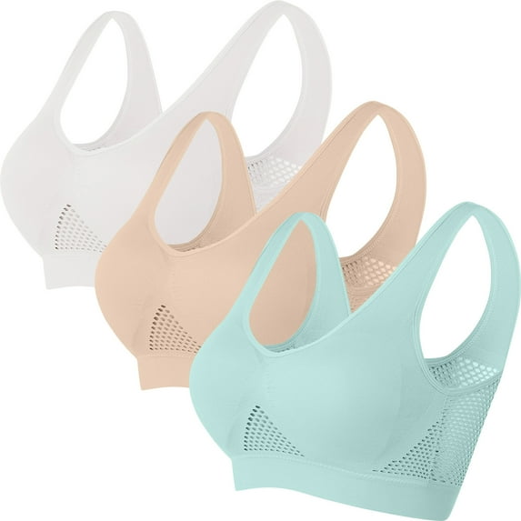 Wdfiry 3 Pack Women's Sports Bra Sport Comfort Maximum Support High-Impact Sports Bra with Removable Pads Wirefree Yoga Bra for Women