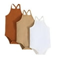 thumbnail image 1 of Wdfiry 3 pack Girls Tank Rompers Soft Sleeveless Infant Bodysuit 6-12M Round Neck Solid Color Baby Girls Onesies, 1 of 3