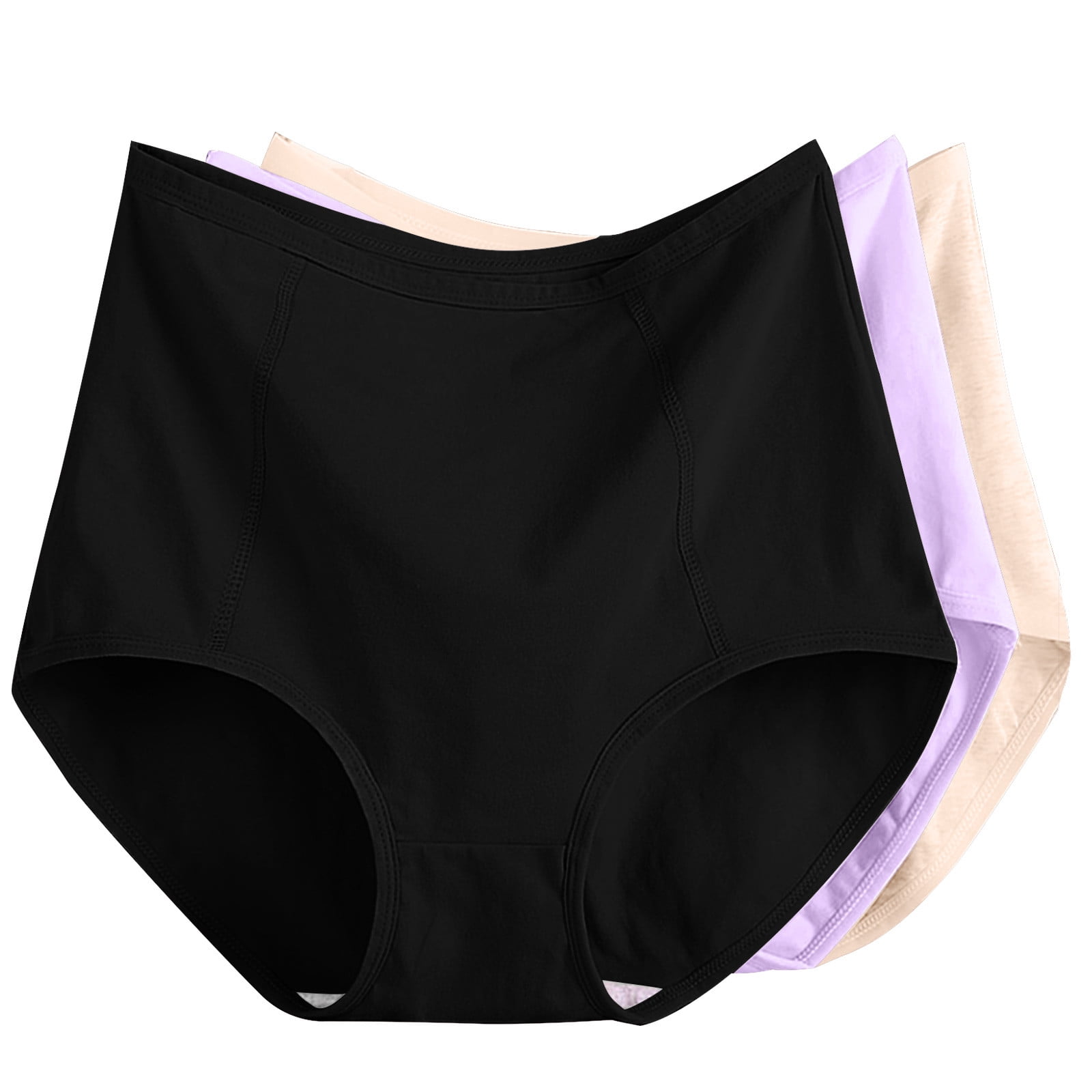 Wdfiry 3PC Underwear for Women Plus Size Period Leak Proof Cotton Panty Bladder Control Panties