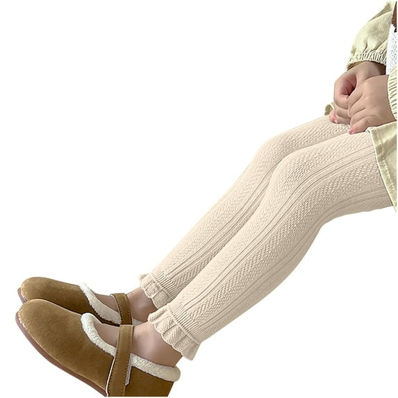 Wdfiry Baby Girl Tights Cable Knit Footless Leggings Stockings Solid Cotton Pantyhose for Infant Toddler 3-8T