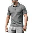 thumbnail image 1 of Wdfiry Big and Tall Mens Tops Solid Short Sleeve Pockets T-Shirts Turn Down Collar Vintage Tee, Sizes S-3XL, 1 of 2