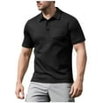 thumbnail image 1 of Wdfiry Big and Tall Mens Tops Solid Short Sleeve Pockets T-Shirts Turn Down Collar Vintage Tee, Sizes S-3XL, 1 of 4