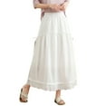 thumbnail image 1 of Wdfiry Boho Maxi Skirts for Women Fashion Casual Solid Elastic High Waist Midi Skirt Women's A Line Lace Ruffle Swing Long Skirts, 1 of 8