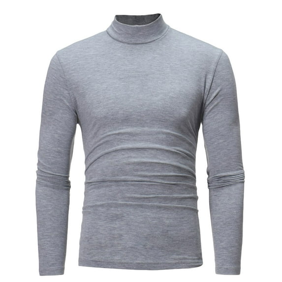 Wdfiry Bottoming Shirt for Men Solid Medium High Collar Casual Pullover T-shirt Tops Clearance