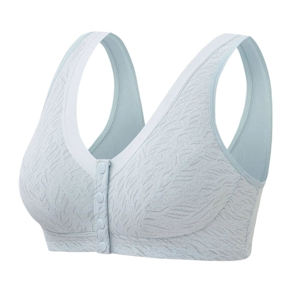 Wdfiry Bras for Senior Ladies Cotton Wireless Front Closure Bras Plus Size Full Coverage Bralettes Comfort Underwear with Thin Cup Multicolor