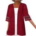thumbnail image 1 of Wdfiry Cardigan for Women Summer Mesh Shirt Panel 3/4 Bell Sleeve Solid Cotton Linen Casual Loose Kimono Cardigans, 1 of 4