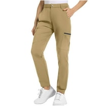 Ohufall Cargo Pants for Women Fashion Casual Solid Elastic Waist Hiking Pants Lightweight Outdoor Sport Joggers