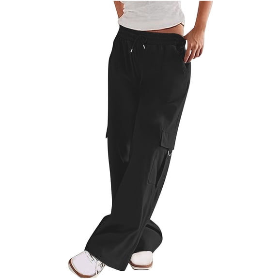 Wdfiry Cargo Pants for Women High Waisted Straight Wide Leg Baggy Relaxed Pants Casual Work Trouser
