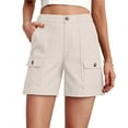 thumbnail image 1 of Wdfiry Cargo Short Pants for Women Summer Solid Color Casual Multi Pockets Button Shorts Fashionable Workwear Trendy Work Pants, 1 of 7