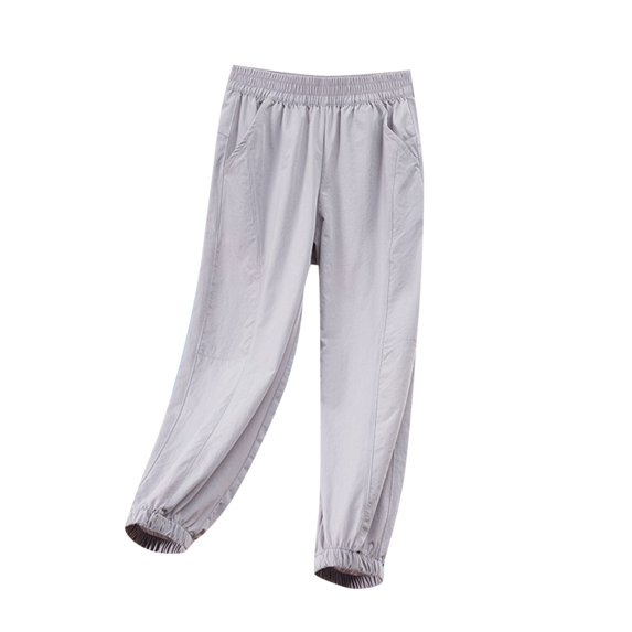 Ohufall Children's Mosquito Repellent Pants Fashion Casual Solid Color Elastic Waist Harem Pants Lightweight Breathable Outdoor Sport Trousers, 5-15 Years
