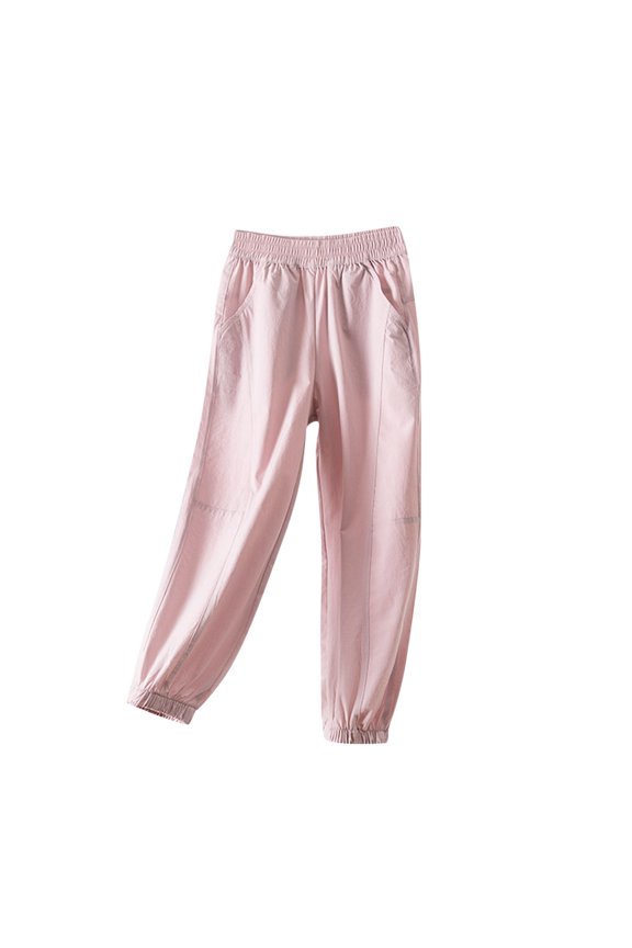 Children's Mosquito Repellent Pants Fashion Casual Solid Color Elastic Waist Harem Pants Lightweight Breathable Outdoor Sport Trousers, 5-15 Years