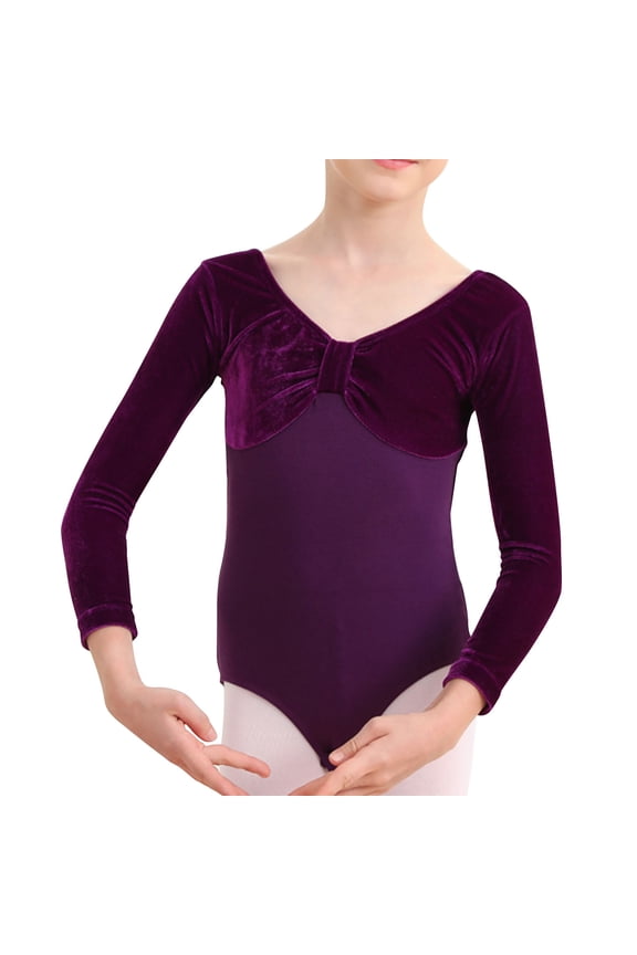Clearance Kids Girls Long Sleeve Ballet Dance Leotard Gymnastics Bodysuit Jumpsuit 2-15 Years