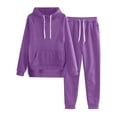 thumbnail image 1 of Wdfiry Clearance Wdfiry Sweatsuits 2pcs Sets Womens Hot Sale Clearance Women Solid Color Hooded Sweatshirt and pant Tracksuit Sport Suit, 1 of 6