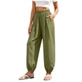 thumbnail image 1 of Gytharion Cotton Linen Pants for Women Fashion Casual Solid Color Drawstring Elastic Waist Trousers Loose Fit Beach Pants, 1 of 7