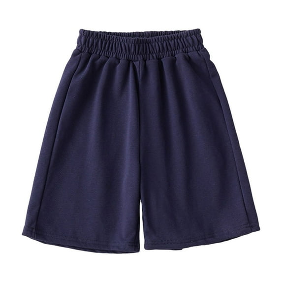 Ohufall Cotton Shorts for Children Fashion Casual Solid Color Elastic Waist Shorts Summer Loose Fit Athletic Sport Short Pants, 3-14 Years