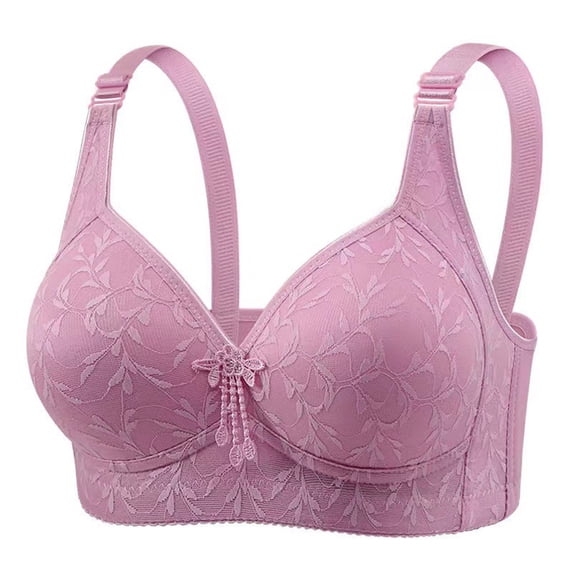 Wdfiry Daily Bras for Women Plus Size Fashion Embroidery Breathable Wire-Free Mesh Bras Soft Comfortable Full Coverage Bralettes Sexy Solid Gathering Push Up Bras
