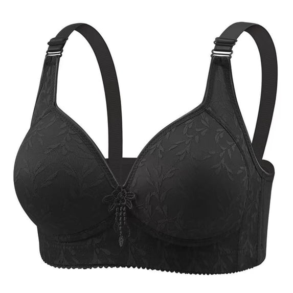 Wdfiry Daily Bras for Women Plus Size Fashion Embroidery Breathable Wire-Free Mesh Bras Soft Comfortable Full Coverage Bralettes Sexy Solid Gathering Push Up Bras