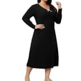 thumbnail image 1 of Wdfiry Fall/Winter Dress For Women Casual Solid Color Long Sleeve Ribbed Dress Fall/Winter Midi Dress, 1 of 7