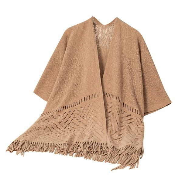 Wdfiry Fall Women's Shawl Wrap Poncho Ruana Cape, Cardigan Sweater Open-Front for Spring Fall Winter