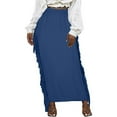 thumbnail image 1 of Wdfiry Fringe Skirts for Womens Solid Color Elastic Waist Comfortable Maxi Skirts Plus Size Loose Fit Stretchy Tummy Control Long Skirts, 1 of 5