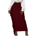 thumbnail image 1 of Wdfiry Fringe Skirts for Womens Solid Color Elastic Waist Comfortable Maxi Skirts Plus Size Loose Fit Stretchy Tummy Control Long Skirts, 1 of 5
