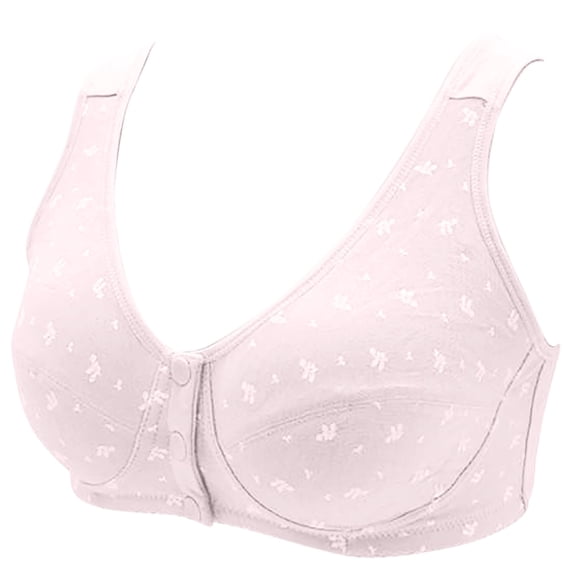 Wdfiry Full Coverage Wireless Bras for Older Women Plus Size No Underwire Push Up Comfortable Bra Breathable Front Button Closure Everyday Bra