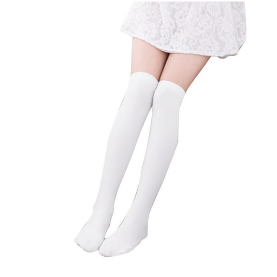Wdfiry Girls Socks Solid Color High Tube Socks Cotton Warm Comfy Socks Over Knee Long Socks