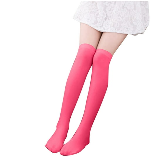 Wdfiry Girls Socks Solid Color High Tube Socks Cotton Warm Comfy Socks Over Knee Long Socks