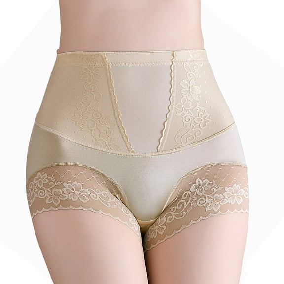Ohufall High Waist Shapewear Panties for Women Sexy Solid Floral Printed Lace Shaping Brief Light Breathable Hip Lift Tummy Control Briefs