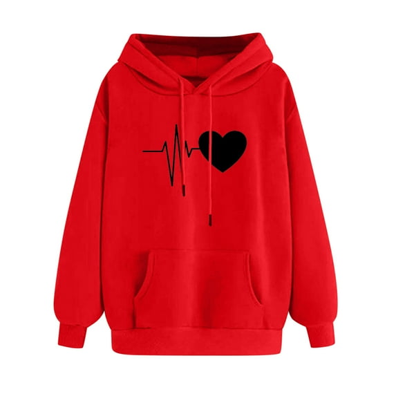 Wdfiry Hoodies For Women Long Sleeve Hoodies Sweatshirts with Pocket Casual Print Hooded Sweatshirt Tops Blouse