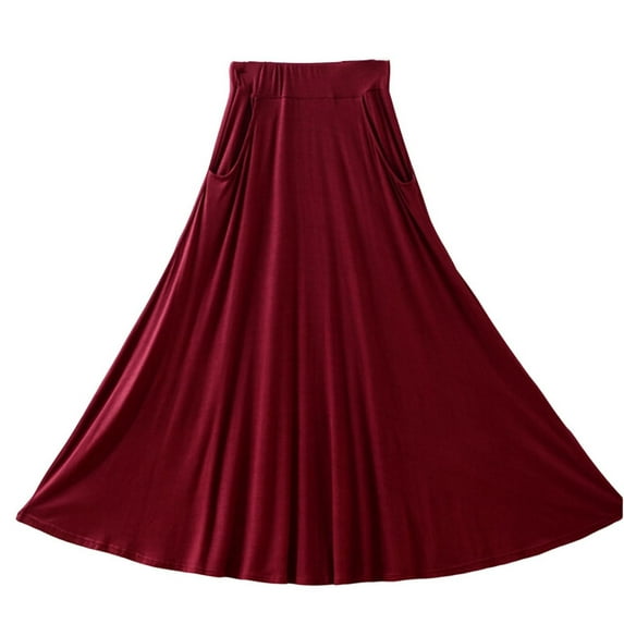 Wdfiry Hot Loose Large Pendulum Casual Summer High Waist Long Skirts Women Thin Solid Draped Elastic Waist Modal Skirt