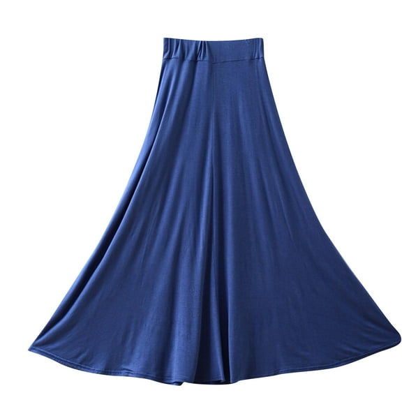 Wdfiry Hot Loose Large Pendulum Casual Summer High Waist Long Skirts Women Thin Solid Draped Elastic Waist Modal Skirt