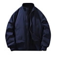 thumbnail image 1 of Wdfiry Jackets Coat for Men with Pockets Zip Open Front Ribbed Stand Collar Jackets Long Sleeve Plus Size Winter Outdoor Warm Running Outerwear, 1 of 3