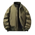 thumbnail image 1 of Wdfiry Jackets Coat for Men with Pockets Zip Open Front Ribbed Stand Collar Jackets Long Sleeve Plus Size Winter Outdoor Warm Running Outerwear, 1 of 3