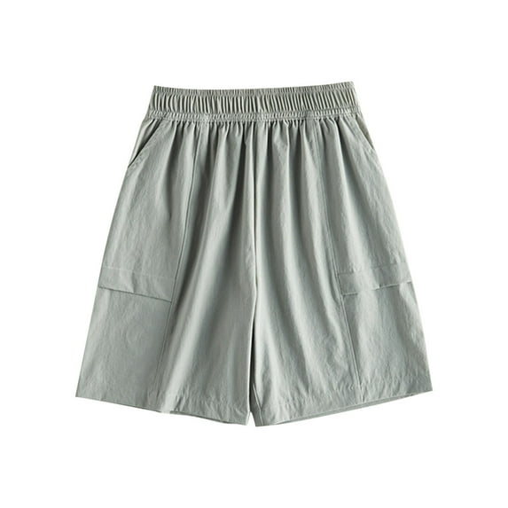 Ohufall Kids Cargo Shorts Summer Casual Solid Color Elastic Waist Short Pants Lightweight Quick-drying Workout Shorts, 5-15 Years