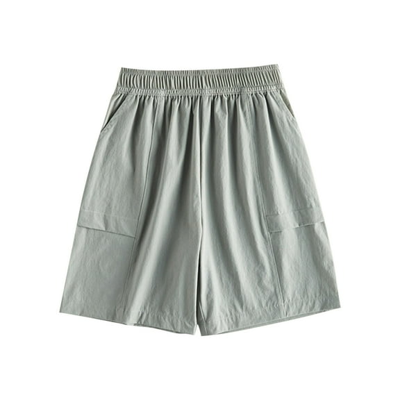 Ohufall Kids Cargo Shorts Summer Casual Solid Color Elastic Waist Short Pants Lightweight Quick-drying Workout Shorts, 5-15 Years