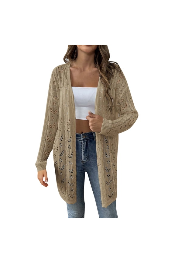 Lightweight Summer Fall Cardigan for Women Spring Open Front Long Batwing Sleeve Netted Crochet Cardigans Sweaters