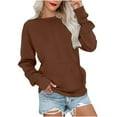 thumbnail image 1 of Wdfiry Long Sleeve Sweatshirt for Women with Front Pocket Crewneck Thin Sweatshirt Lightweight Casual Pullover Fall Winter Tops, 1 of 4