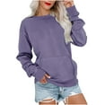 thumbnail image 1 of Wdfiry Long Sleeve Sweatshirt for Women with Front Pocket Crewneck Thin Sweatshirt Lightweight Casual Pullover Fall Winter Tops, 1 of 3