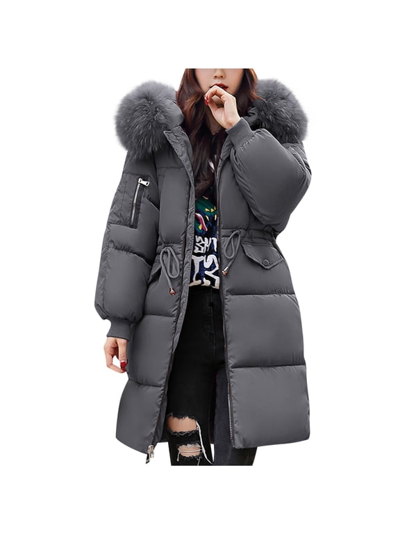 Long Winter Coats for Women Knee Length Down Parka Puffer Overcoat Heavy Warm Thermal Thicken Loose Anoraks